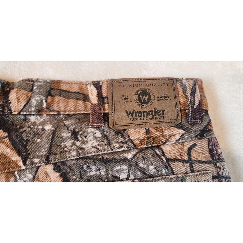 VTG Wrangler 36 X 30 Mossy Oak Camo Double Knee Jeans Hunting Pants USA Y2K - Picture 4 of 8